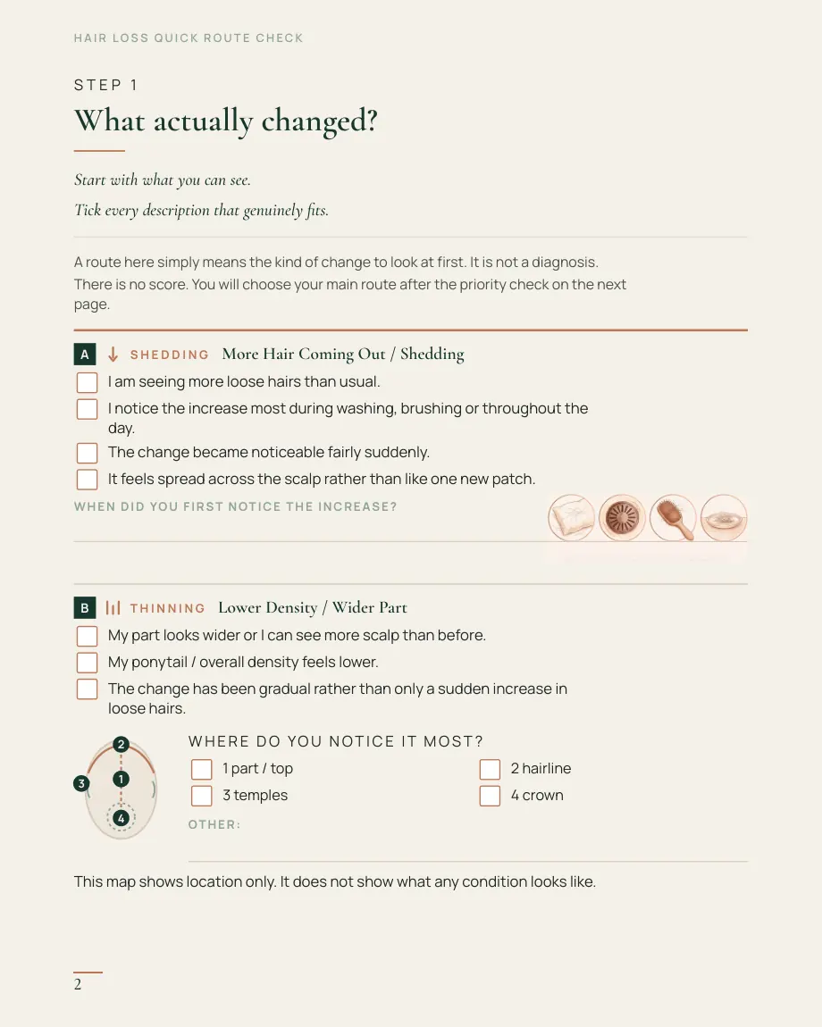 Quick Route Check, page 2 — Step 1 — What actually changed?